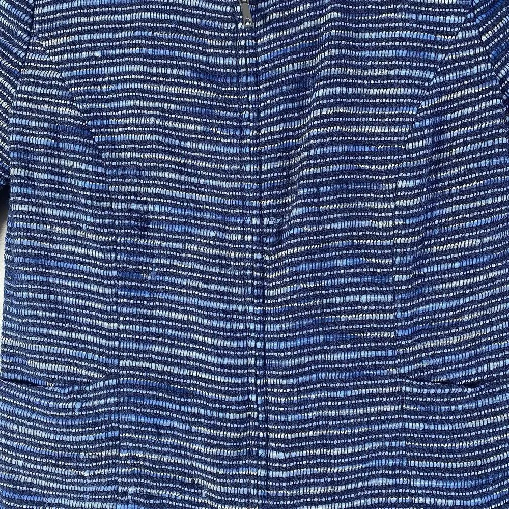 Lafayette 148 Woman’s Size 8 Blue Purple Blazer Cotton Blend Fringed Edges